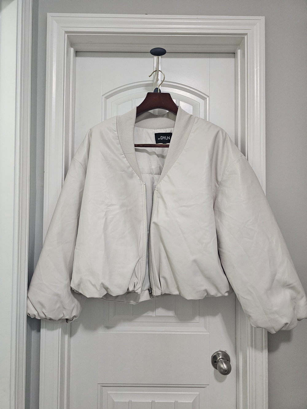 By.Dyln Atticus Cream Cropped Bomber Jacket